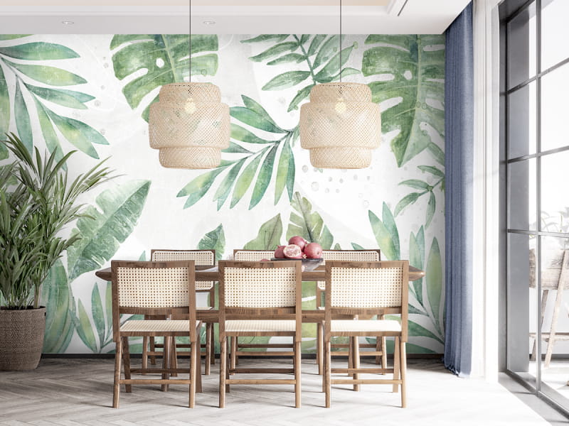 Фотообои Красивая листва в интерьере кухни