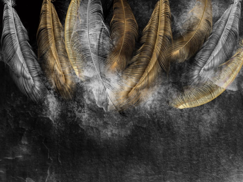 Фотообои Объемные золотые перья