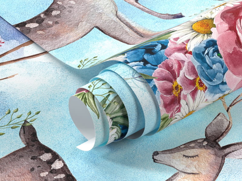 Фотошпалери Олені та вінок із квітів фрагмент # 1