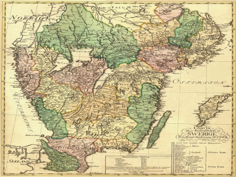 Фотообои Старинная карта Швеции