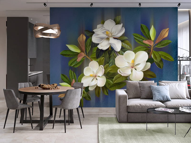 Фотообои Цветы весны в интерьере кухни