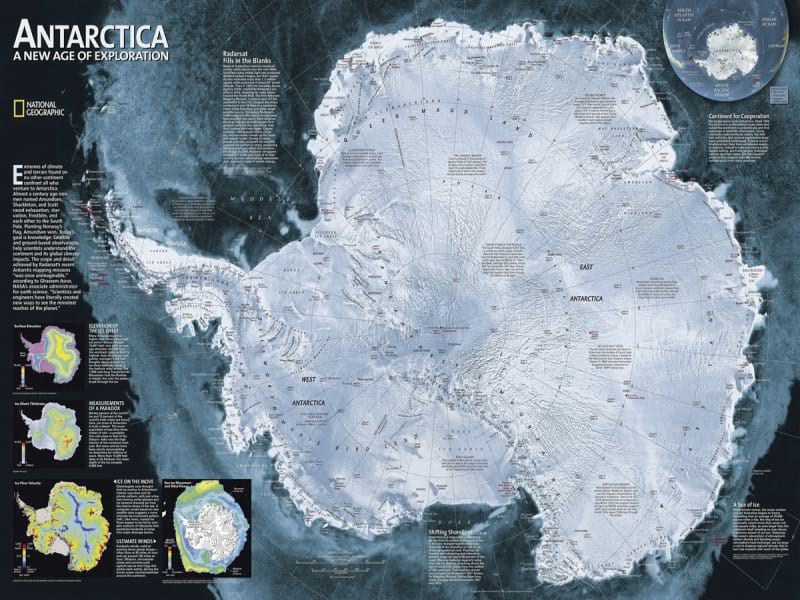 Фотообои Карта Антарктиды
