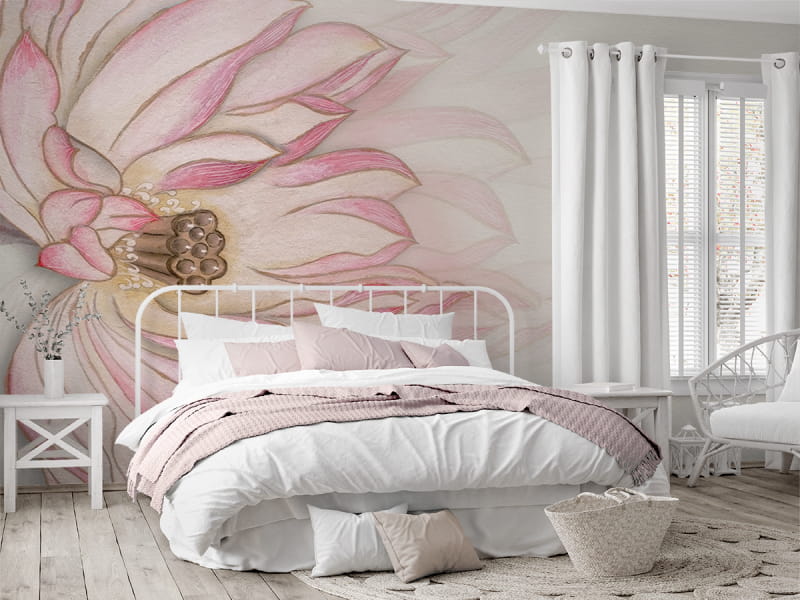 Фотообои Цветок лотоса в интерьере спальни