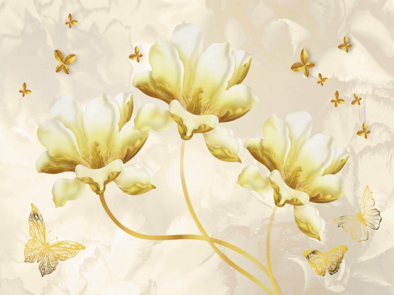 Фотошпалери Золоті тюльпани 3Д