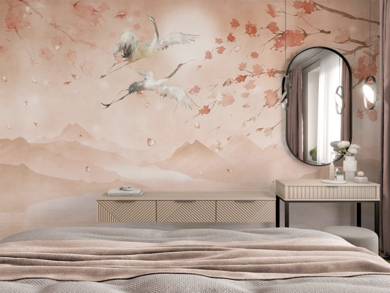 Фотошпалери Красива осінь в інтер'єрі спальні