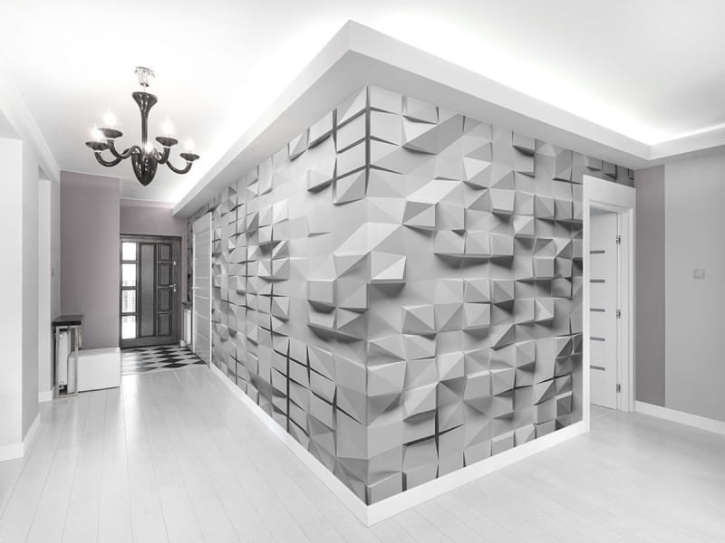 Фотообои Белая мозаика 3Д в интерьере холла
