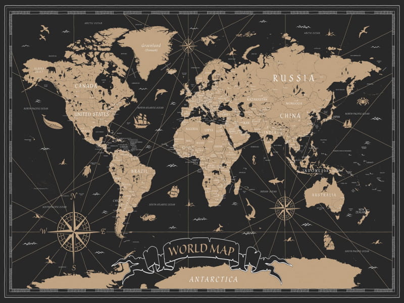 Фотошпалери Нічна карта світу