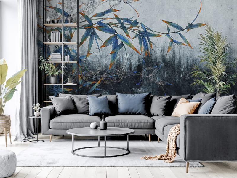 Фотообои Бамбук, рисунок в интерьере гостиной