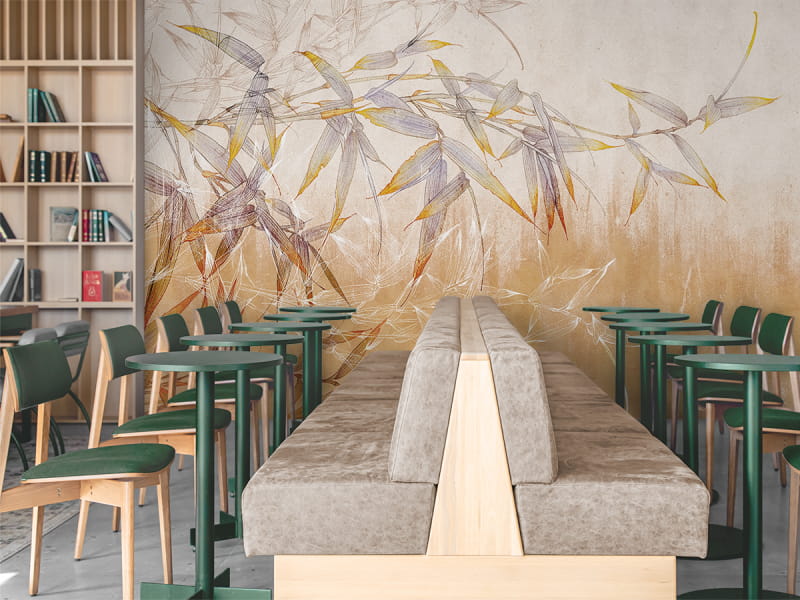 Фотошпалери Китайський бамбук, малюнок в інтер'єрі ресторану