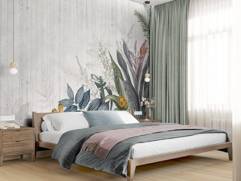 Фотообои Нежные растения в интерьере спальни