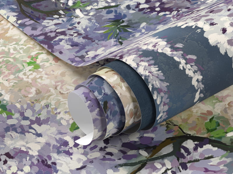 Фотообои Ветви сирени, акварель фрагмент #1