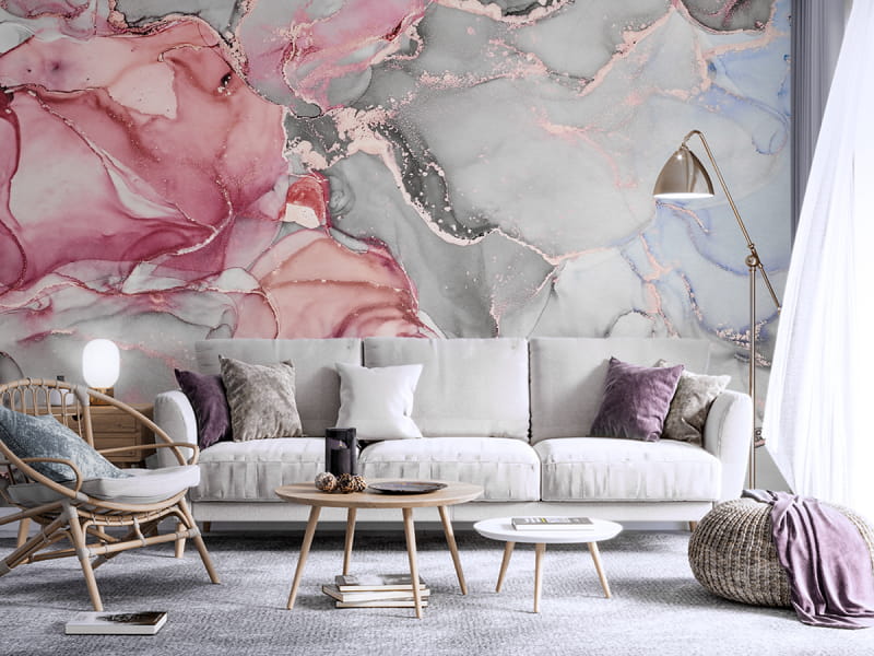 Фотообои Яркий флюид в интерьере гостиной