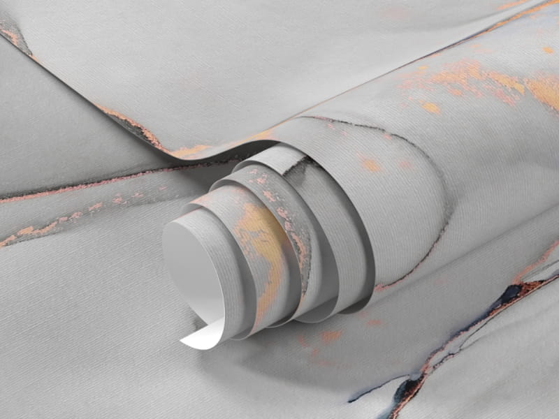 Фотообои Серый с золотом флюид арт фрагмент #1