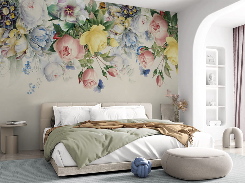 Фотошпалери Весняне цвітіння садів в інтер'єрі спальні