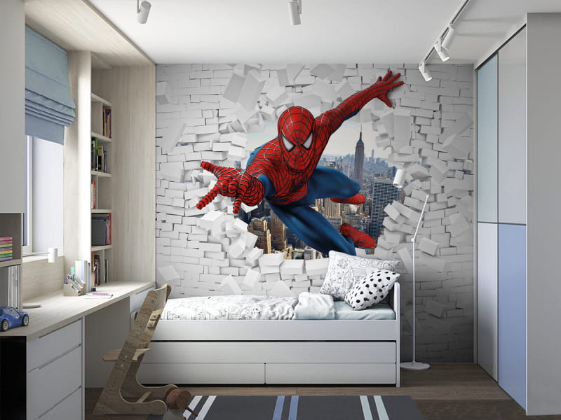 Фотообои Человек-паук 3Д в интерьере детской