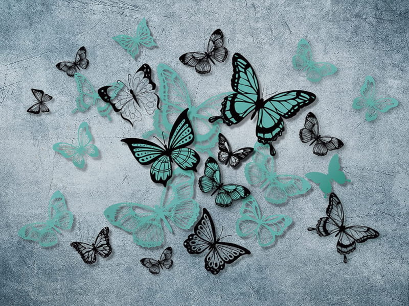Фотообои Бирюзовые бабочки
