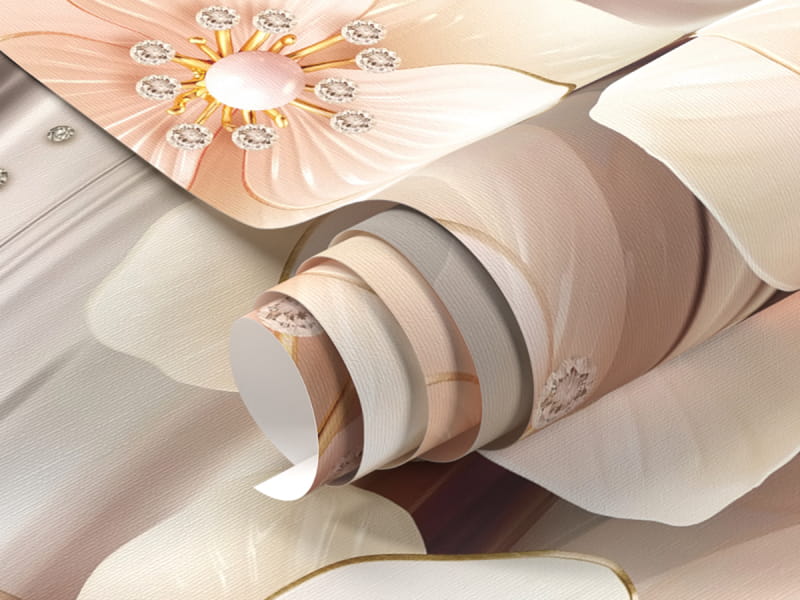 Фотообои Светлые цветы 3Д фрагмент #1