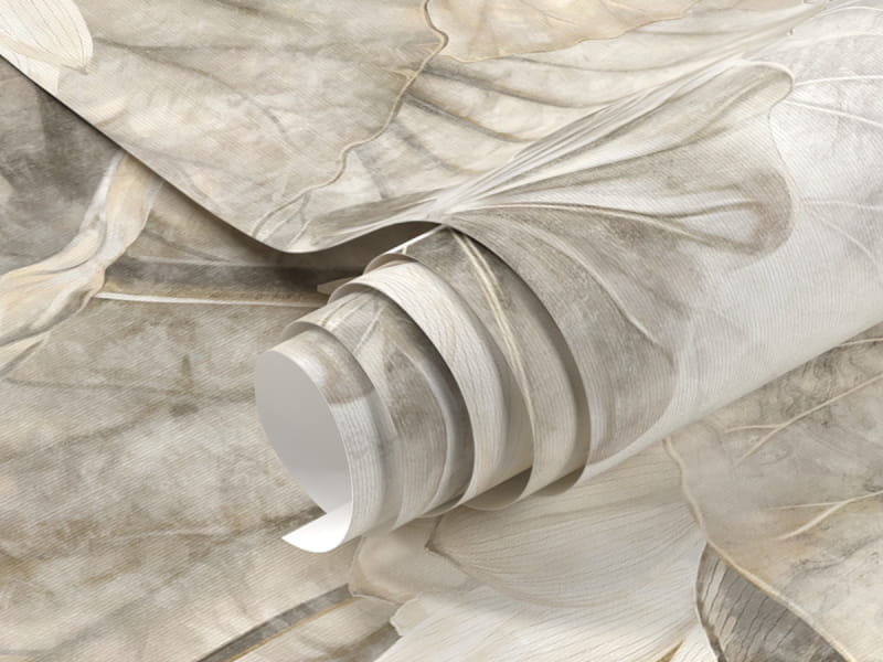 Фотошпалери Бежеве листя лотоса фрагмент # 1