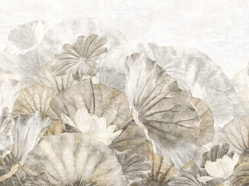 Фотошпалери Бежеве листя лотоса