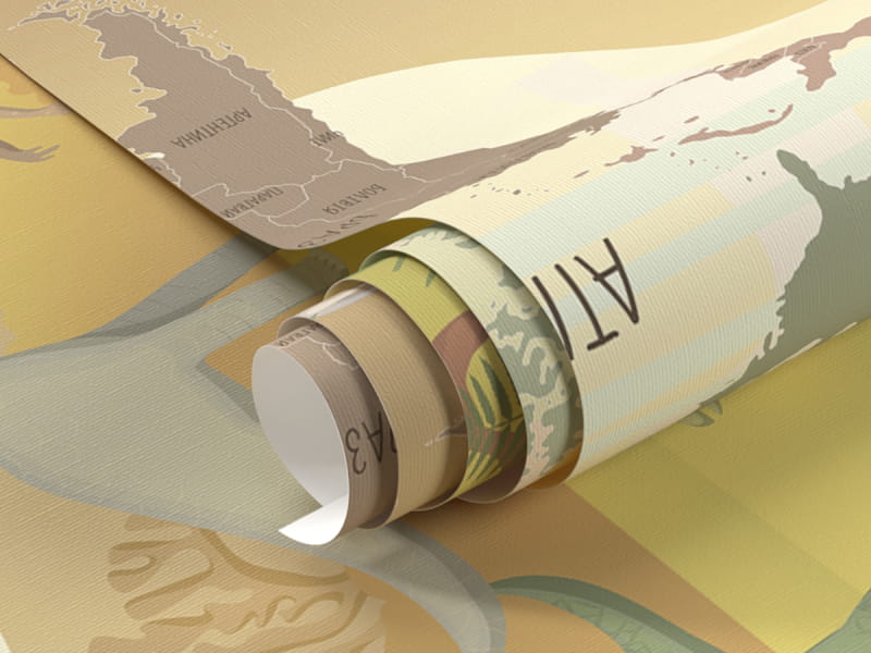 Фотошпалери Карта світу з динозаврами фрагмент # 1