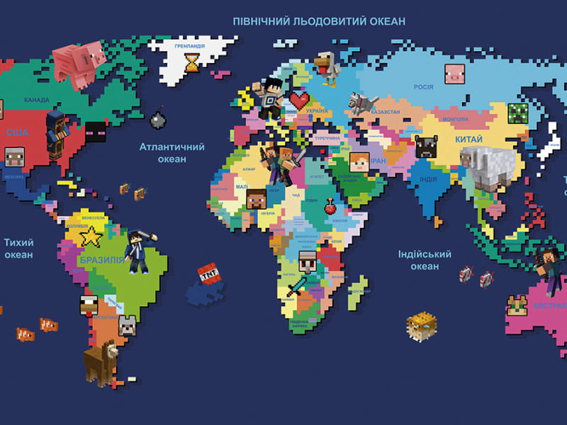 Фотообои Карта в стиле Майнкрафт