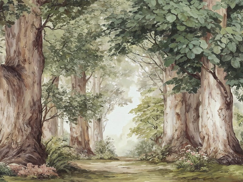 Фотообои Лесная тропинка, акварель