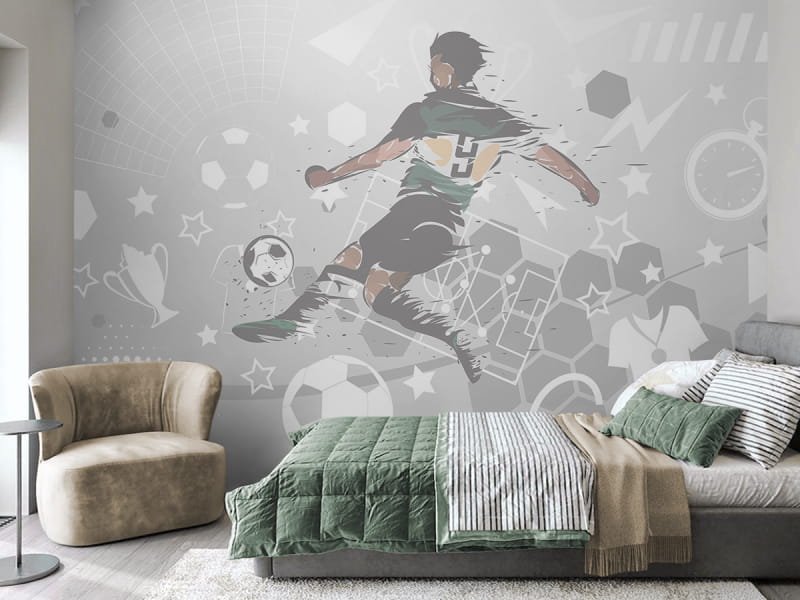 Фотошпалери Футболіст, графіка в інтер'єрі підліткової