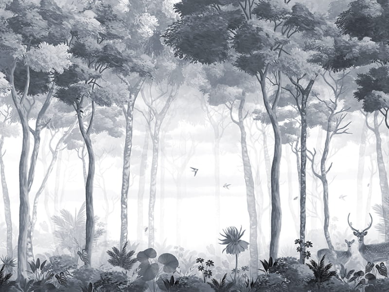 Фотообои Прекрасный лес в синем тумане