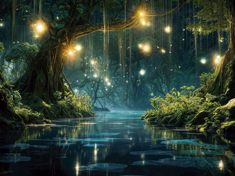 Фотообои Светлячки волшебного леса