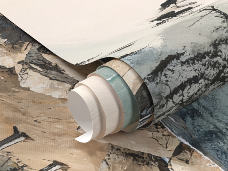 Фотообои Река среди гор, акварель фрагмент #1