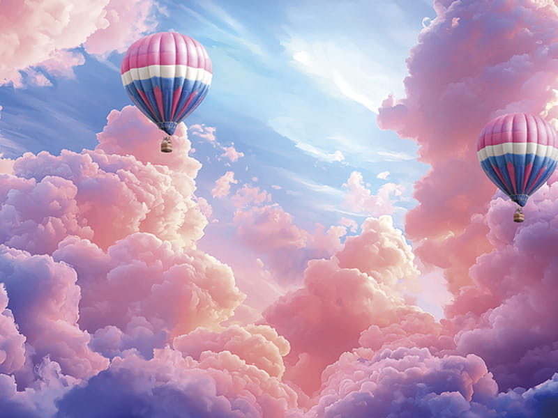Фотообои Воздушные шары в облаках