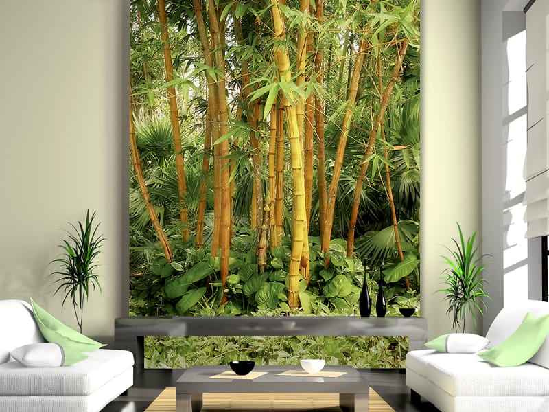 Фотообои Бамбуковая роща в интерьере гостиной