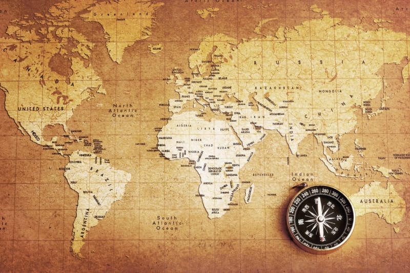 Фотошпалери Карта світу та компас