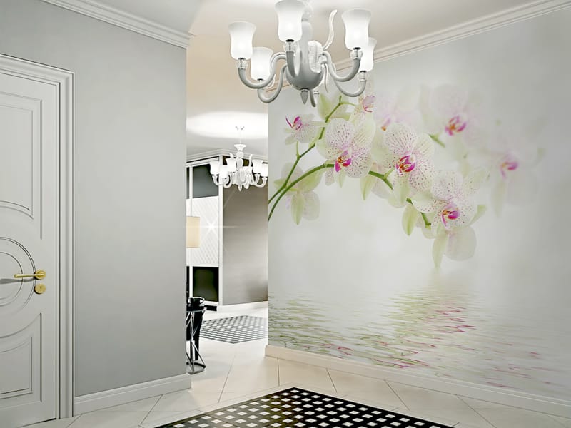 Фотообои Белые орхидеи в интерьере холла