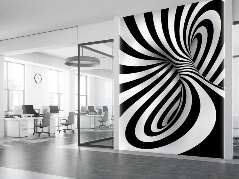 Фотообои Чёрно-белая абстракция в интерьере офиса