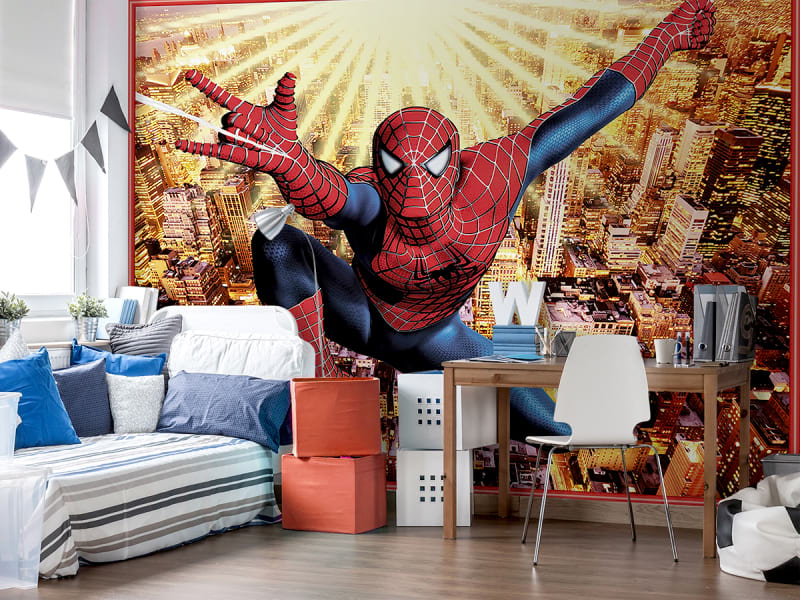 Фотообои Человек-паук над городом на стену. Купить фотообои Человек-паук над городом в интернет-магазине WallArt
