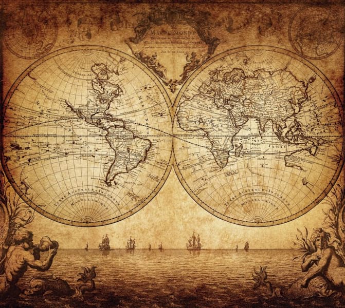 Фотошпалери Стародавня карта земної кулі