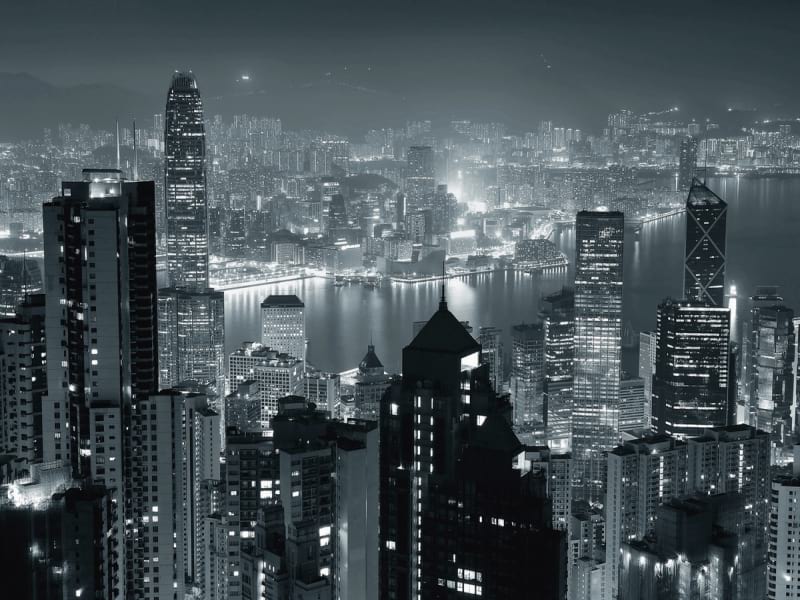 Фотообои Чёрно-белый Гонконг