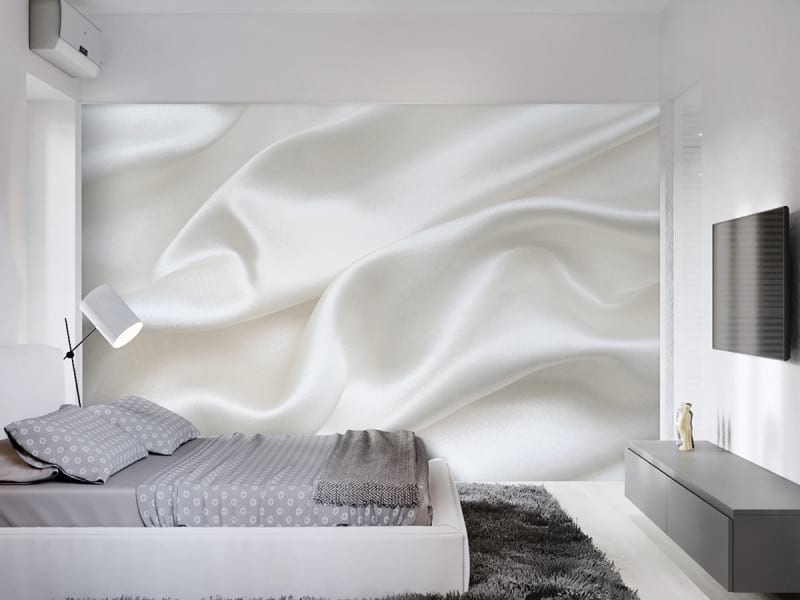 Фотошпалери Елегантний білий шовк в інтер'єрі спальні