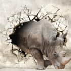 Превью фотообоев Носорог из стены