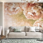 Мініатюра фотошпалер Малюнок півонії в інтер'єрі вітальні