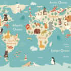 Превью фотообоев Большая детская карта мира