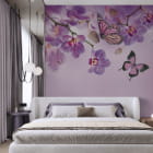 Мініатюра фотошпалер Орхідеї і метелики в інтер'єрі спальні