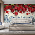 Миниатюра фотообоев Розы и бриллианты в интерьере спальни