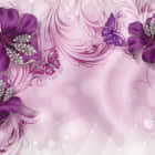 Превью фотообоев Фиолетовые сверкающие цветы 3Д