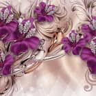 Превью фотообоев Фиолетовые цветы в алмазах