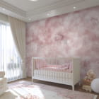 Мініатюра фотошпалер Рибки на рожевому тлі в інтер'єрі дитячої