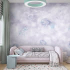 Мініатюра фотошпалер Рибки на бузковому тлі в інтер'єрі дитячої