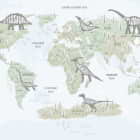 Превью фотообоев Карта мира с динозаврами, РУС