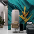 Миниатюра фотообоев Красочный цветок и листья в интерьере холла